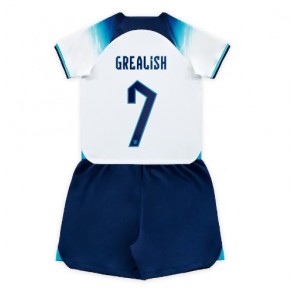 Lacne Dětský Futbalové dres Anglicko Jack Grealish #7 MS 2022 Krátky Rukáv - Domáci (+ trenírky)